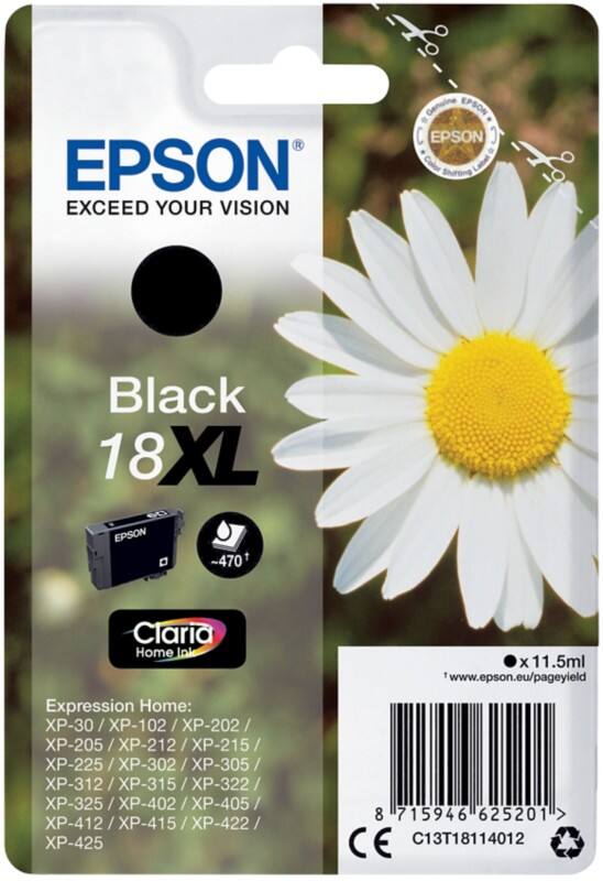 Epson 18XL Original Ink Cartridge C13T18114012 Black