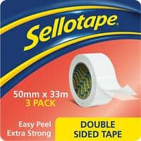 Sellotape Double Sided Tape 50mm x 33m White 3 Rolls