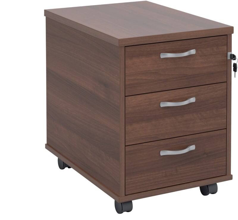 Dams International Mobile Pedestal 3 Drawers Lockable 426 x 600 x 567 mm Walnut