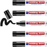 edding 800 Permanent Marker Broad Chisel 4-12 mm Black Refillable Water Resistant Pack of 5