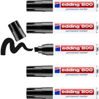 edding 800 Permanent Marker Broad Chisel 4-12 mm Black Refillable Pack of 5