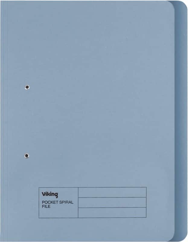 Viking Spring Coil Cut Flush Folder Foolscap Blue Manila  285 gsm 2 Holes Pack of 50