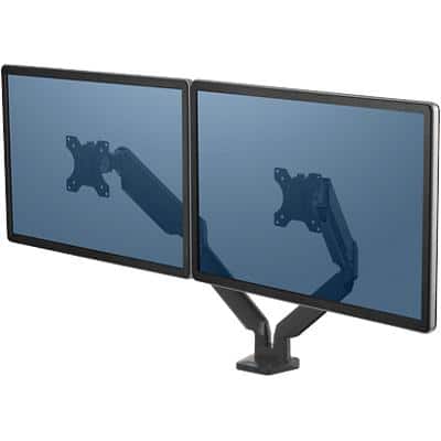 Fellowes Platinum Series Dual Monitor Arm Height Adjustable Holds Two Monitors 27 inch Each Black