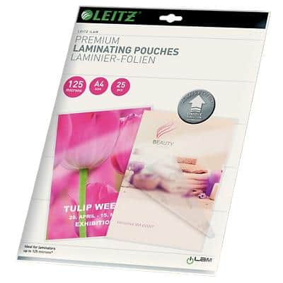 Leitz iLAM Premium Laminating Pouches A4 Glossy 125 microns (2 x 125) Transparent Pack of 25