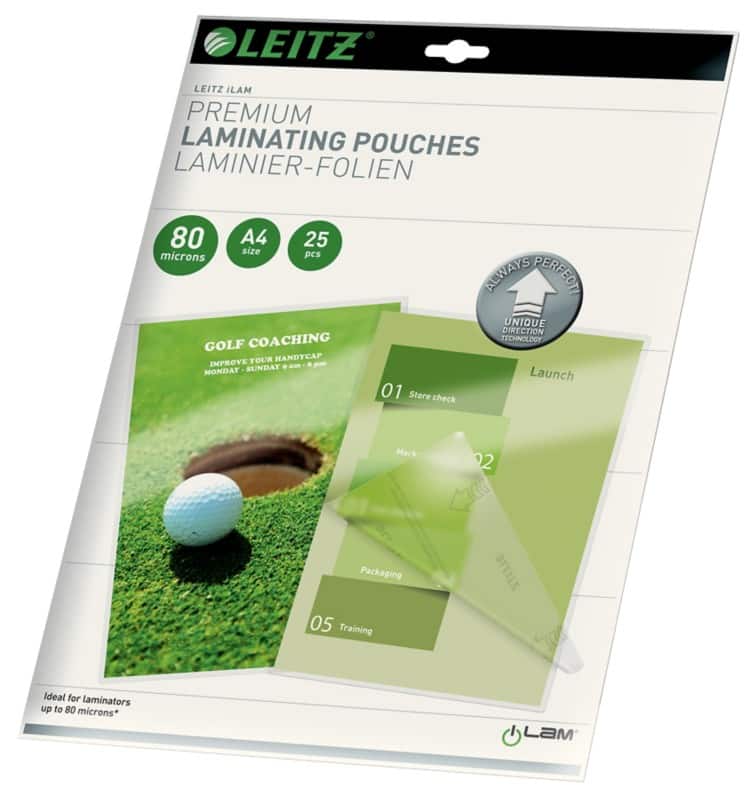 Leitz iLAM Premium Laminating Pouches A4 Glossy 80 microns (2 x 80) Transparent Pack of 25