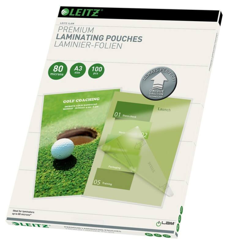 Leitz iLAM Premium Laminating Pouches A3 Glossy 80 microns (2 x 80) Transparent Pack of 100