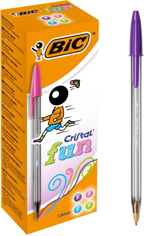 BIC Cristal Fun Cristal Fun Ballpoint Pen Assorted 0.6 mm Broad Ballpoint Pack of 20