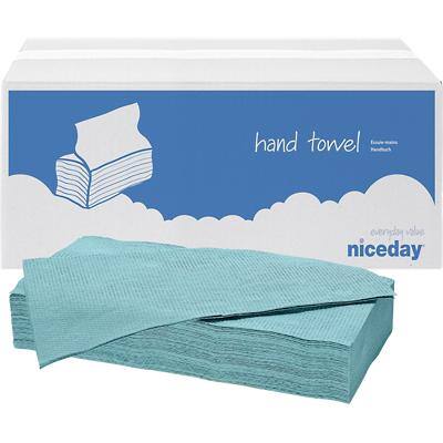 Niceday Hand Towels Blue C-fold 1 Ply Paper 20 Sleeves of 182 Sheets