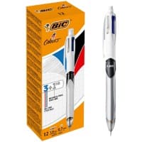 BIC 4 Colours 3+1 HB Retractable Ballpoint Pen with Mechanical Pencil Medium 0.4 mm Pack of 12
