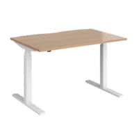 Elev8 Rectangular Sit Stand Single Desk with Beech Coloured Melamine Top and White Frame 2 Legs Touch 1200 x 800 x 675 - 1300 mm