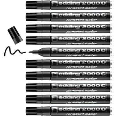 edding 2000C Permanent Marker Medium Bullet 3 mm Black Pack of 10