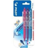 Pilot Frixion Clicker retractable Rollerball Pen Assorted 0.35 mm Medium Refillable Pack of 3