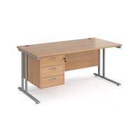 Dams International Desk Premier Beech, Silver 1,600 x 800 x 725 mm