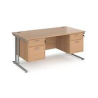 Dams International Premier Desk Beech Silver 4 Drawers 1,600 x 800 mm