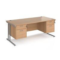 Dams International Premier Desk Beech Silver 4 Drawers 1,800 x 800 mm