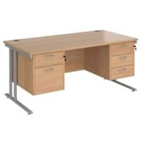 Desk Premier C Frame 3 and 2 Pedestal  Beech, Silver 1,600 x 800 x 725 mm