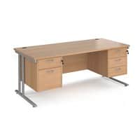 Dams International Premier Desk Beech Silver 5 Drawers 1,800 x 800 mm