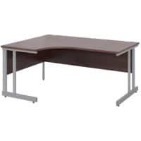 Corner Left Hand Design Ergonomic Desk with Walnut MFC Top and Silver Frame Adjustable Legs Momento 1600 x 1200 x 725 mm