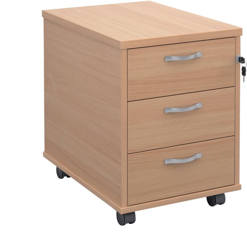 Dams International Premier Mobile Pedestal 3 Drawers Lockable 426 x 600 x 567 mm Beech