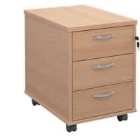 Pedestal with 3 Lockable Drawers MFC 426 x 600 x 567mm Beech