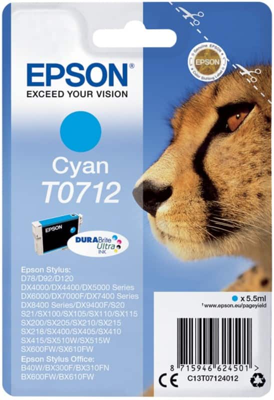 Epson T0712 Original Ink Cartridge C13T07124012 Cyan