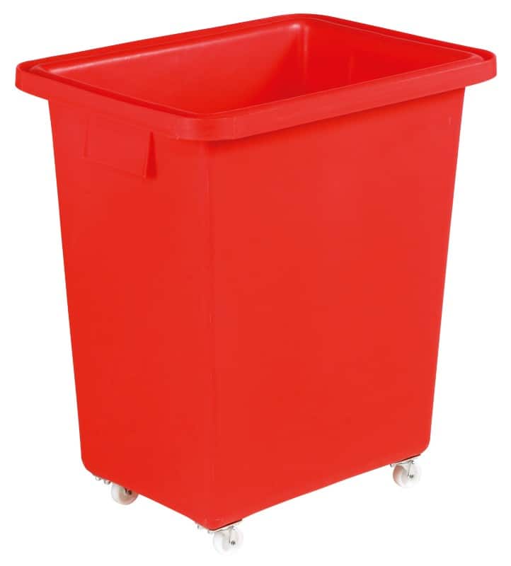 Slingsby 130 litre mobile plastic container with smooth interior – red
