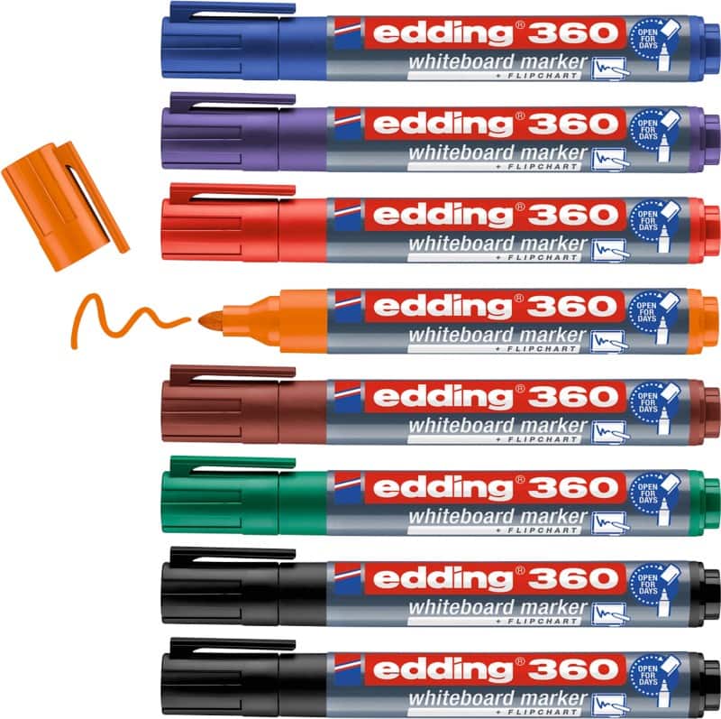 edding 360 Non-permanent Whiteboard Marker Assorted Medium Bullet 1.5 - 3 mm  Pack of 8