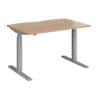 Elev8 Rectangular Sit Stand Single Desk with Beech Coloured Melamine Top and Silver Frame 2 Legs Touch 1200 x 800 x 675 - 1300 mm