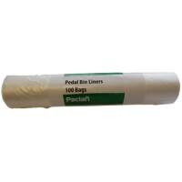 Paclan Light Duty Bin Bags 10 L White PE (Polyethylene) 8 microns Pack of 100