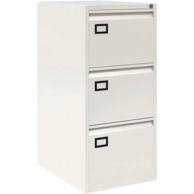 Bisley Steel Filing Cabinet with 3 Lockable Drawers 470 x 622 x 1,016 mm White