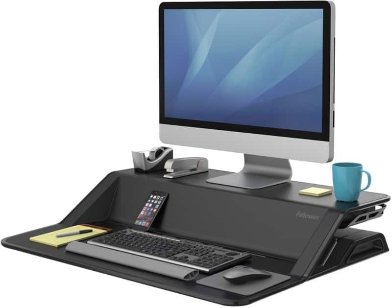 Fellowes Height Adjustable Sit Stand Workstation 8,319 (W) x 616 (D) x 1,397 (H) mm ABS (Acrylonitrile Butadiene Styrene), Metal, Steel