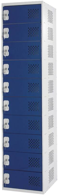LINK51 Steel Locker 10 Doors Key lock 450 x 450 x 1,800 mm Blue, Grey