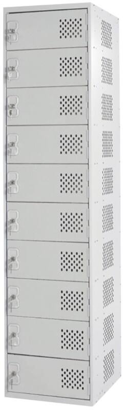 LINK51 Steel Locker 10 Doors Key lock 450 x 450 x 1,800 mm Grey
