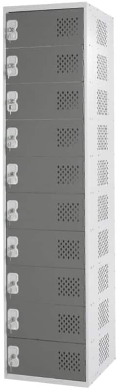 LINK51 Steel Locker 10 Doors Key lock 300 x 450 x 1,800 mm Grey