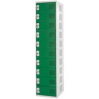LINK51 Steel Locker 10 Doors Key lock 450 x 450 x 1,800 mm Green, Grey