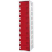 LINK51 Steel Locker 10 Doors Key lock 450 x 450 x 1,800 mm Burgundy, Grey