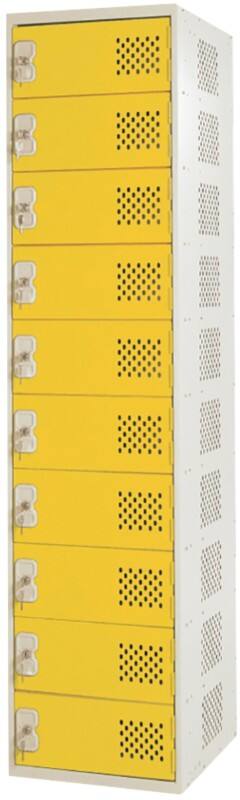 LINK51 Steel Locker 10 Doors Key lock 450 x 450 x 1,800 mm Grey, Yellow