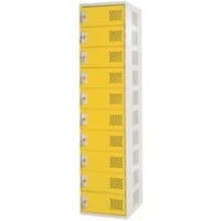 LINK51 Steel Locker 10 Doors Key lock 450 x 450 x 1,800 mm Grey, Yellow