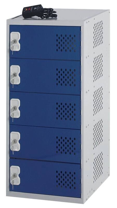 LINK51 Steel Locker 5 Doors Key lock 450 x 450 x 900 mm Blue, Grey