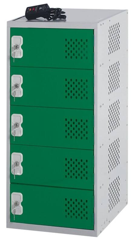 LINK51 Steel Locker 5 Doors Key lock 450 x 450 x 900 mm Green, Grey