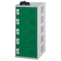 LINK51 Steel Locker 5 Doors Key lock 450 x 450 x 900 mm Green, Grey