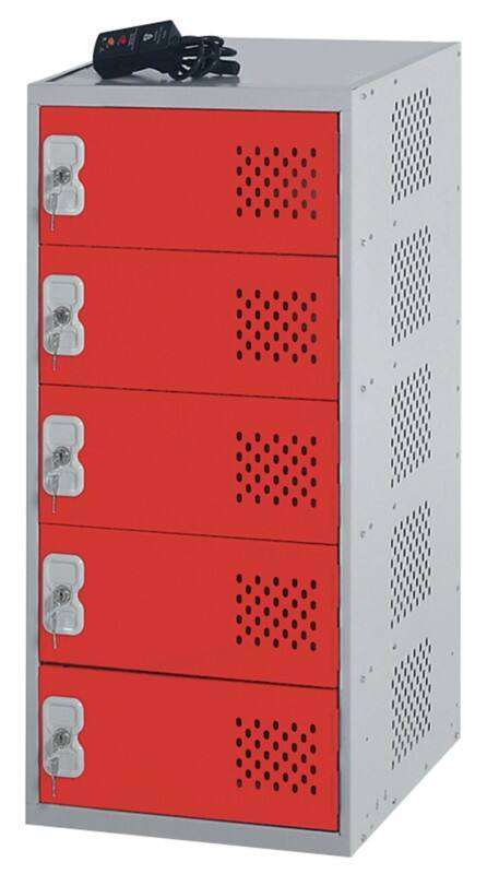 LINK51 Steel Locker 5 Doors Key lock 450 x 450 x 900 mm Grey, Red