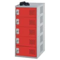 LINK51 Steel Locker 5 Doors Key lock 450 x 450 x 900 mm Grey, Red