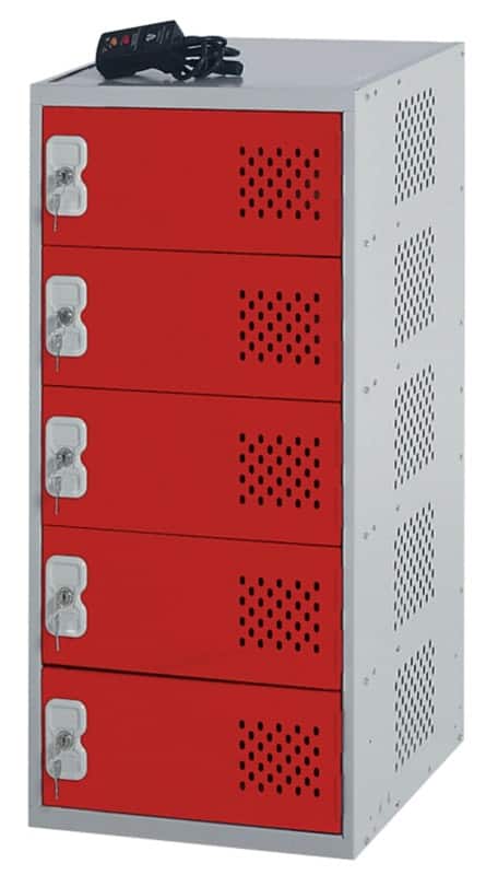 LINK51 Steel Locker 5 Doors Key lock 450 x 450 x 900 mm Burgundy, Grey