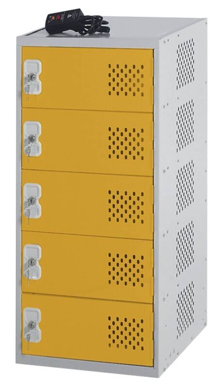 LINK51 Steel Locker 5 Doors Key lock 450 x 450 x 900 mm Grey, Yellow
