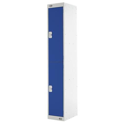 LINK51 Steel Locker with 2 Doors Standard Deadlock Lockable with Key 300 x 450 x 1800 mm Grey & Blue