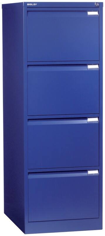 Bisley BS Steel Filing Cabinet 4 Drawers Lockable 470 x 622 x 1,321 mm Oxford Blue