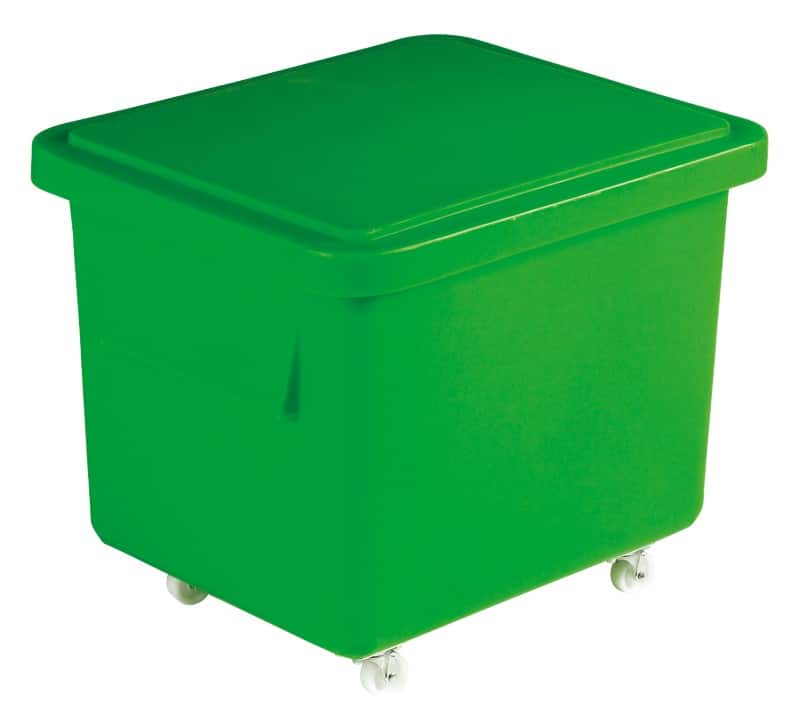 Slingsby mini mobile plastic container with close-fitting lid - 50 kg capacity - green