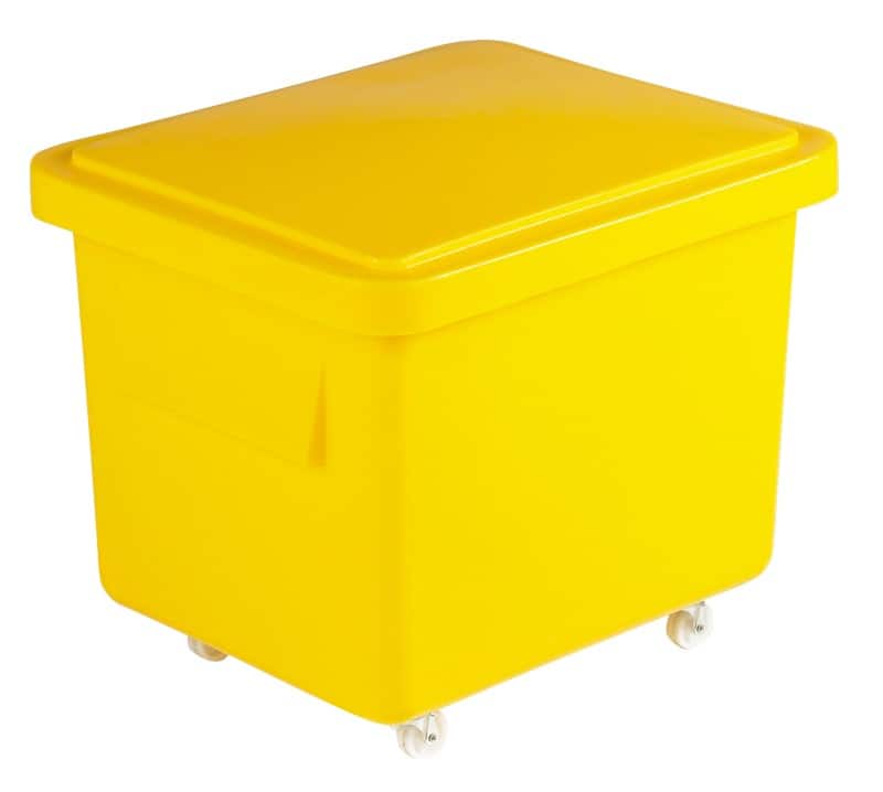 Slingsby mini mobile plastic container with close-fitting lid - 50 kg capacity - yellow