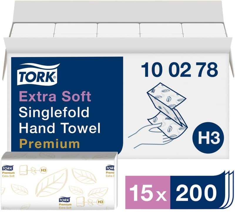 Tork Hand Towels H3 V-fold White 2 Ply 100278 Pack of 15 of 200 Sheets